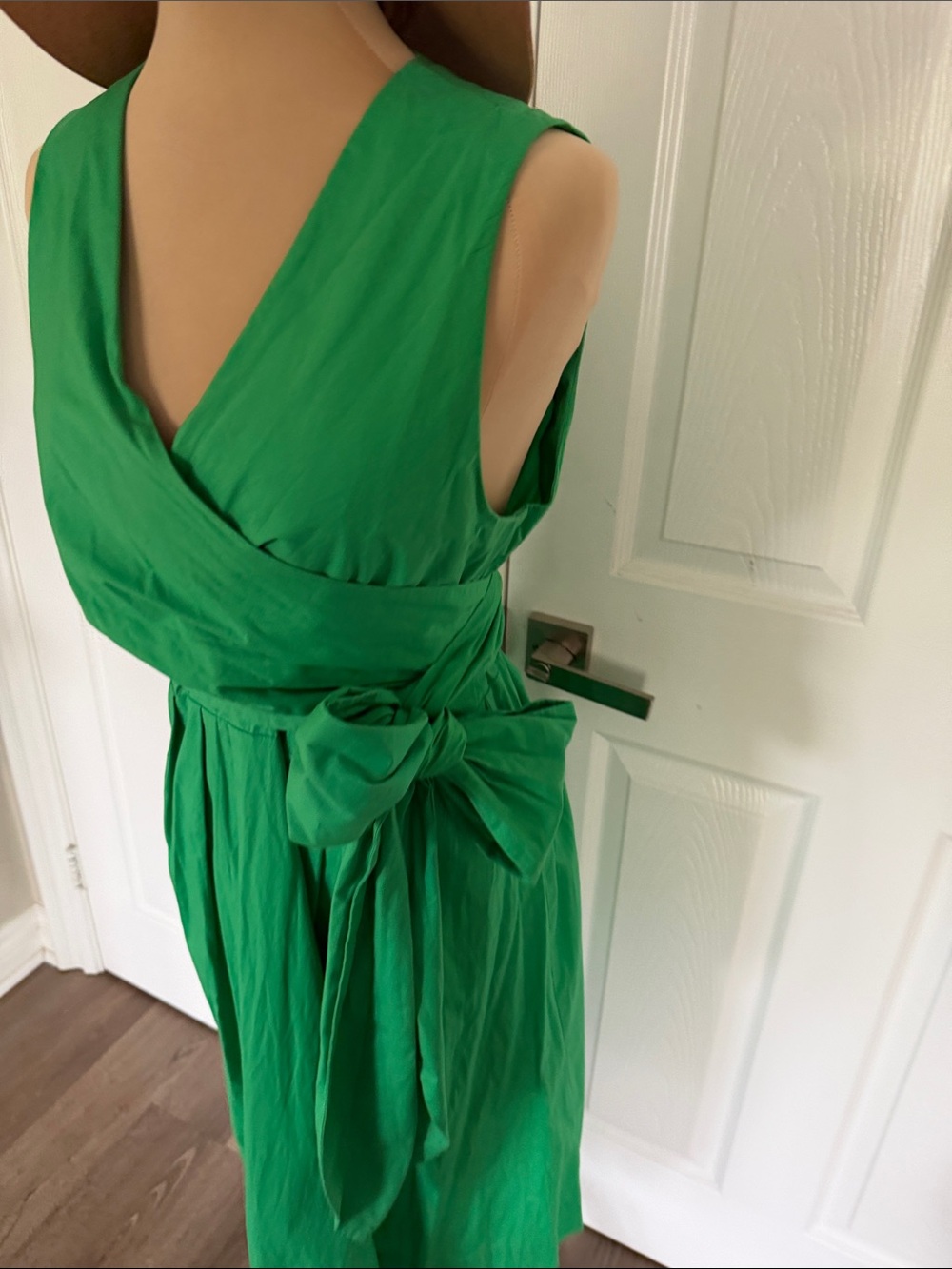 J.JCrew Kelly Green Wrap Dress with Side Tie Cotton dress - Picture 4 of 13